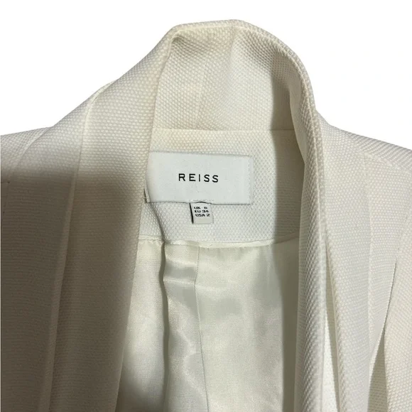 Reiss Sancia White Open Front Blazer Size 2 Minimalist Work Jacket - Picture 5 of 7